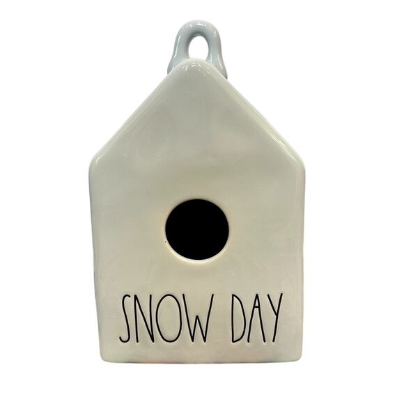 RAE DUNN Artisan Collection by Magenta Snow Day Ceramic Bird House Decor Preppy - Picture 1 of 6